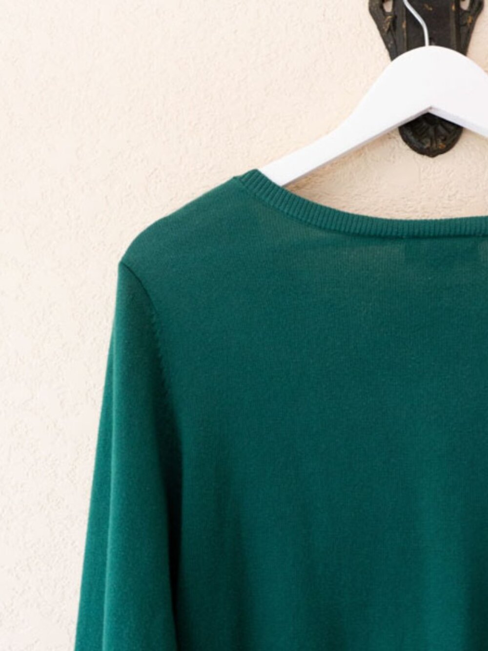 LOFT Green Cardigan M Button Front Cotton Sweater Lightweight Classic Preppy - Picture 9 of 12